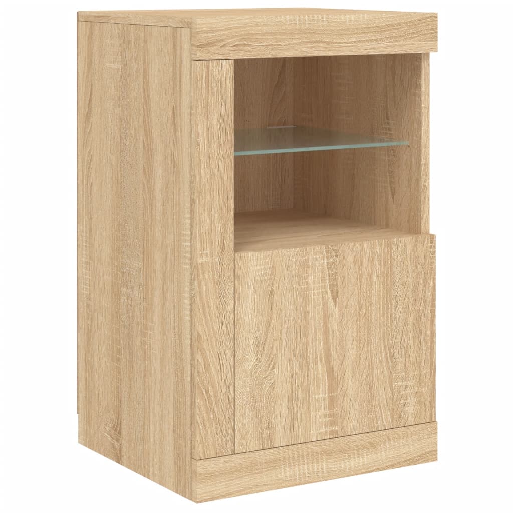 Sideboard with LED Lights Sonoma Oak 123x37x67 cm